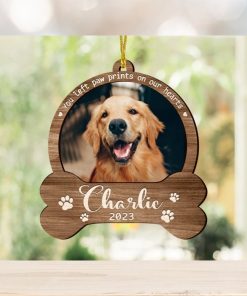 Custom Dog Photo Ornament, Dog Memorial Gift, Loss of Pet, Pet Ornament, Christmas Keepsake, Dog Memorial Ornament, You Left Paw Prints