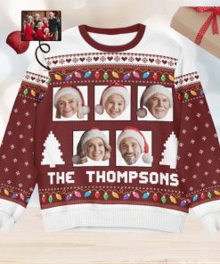 Custom Face Funny Christmas Light Personalized Photo Ugly Sweater