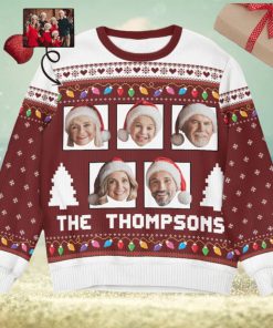 Custom Face Funny Christmas Light Personalized Photo Ugly Sweater