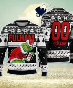 Custom Name And Number EPL Fulham Grinch Ugly Christmas Sweater All Over Print Trending Sweater For Fan