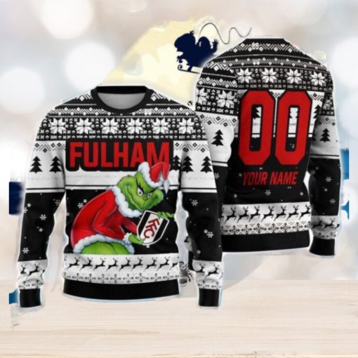 Custom Name And Number EPL Fulham Grinch Ugly Christmas Sweater All Over Print Trending Sweater For Fan