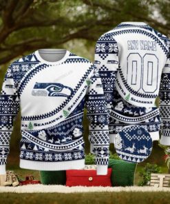 Custom Name And Number Seattle Seahawks Woolen Ugly Christmas Sweater