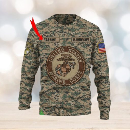 Custom Name Camo Marine Corps 3D Sweater Sweatshirt AOP For Christmas Gift Men And Women