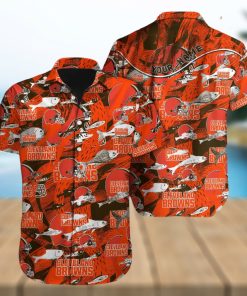 Custom Name Cleveland Browns NFL Fish AOP Pattern Hawaiian Shirt For Men And Women