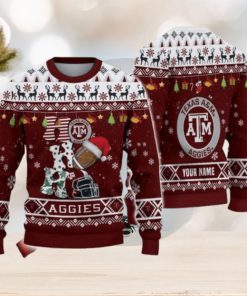 Custom Name For NCAA Fans Texas A&M Aggies HO HO HO Ugly Christmas Sweater Funny Christmas Gift