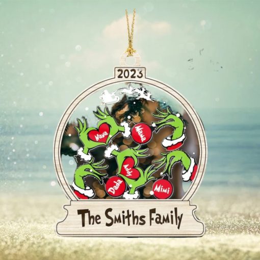 Custom Name Grinch Hand Dr Seuss Reward Jar Ornament, Personalized The Grinch Who Stole Christmas Shake Ornament, Xmas Tree Home Decor