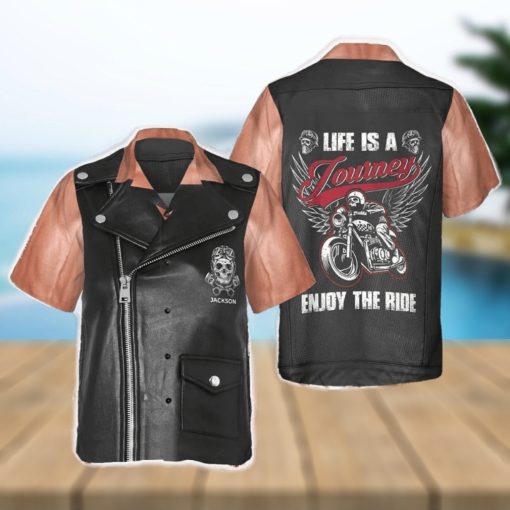 Custom Name Motorcycle Racing Skull Life Is A Journey Enjoy The Ride Hawaiian Shirt Gifts For Bikers Gift Halloween