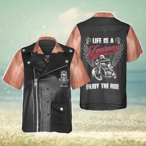 Custom Name Motorcycle Racing Skull Life Is A Journey Enjoy The Ride Hawaiian Shirt Gifts For Bikers Gift Halloween