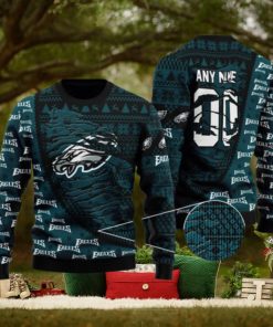 Custom Name Philadelphia Eagles Woolen Ugly Christmas Sweater