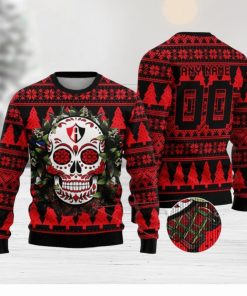 Custom Number And Name LIGA MX Atlas F.C Special Sugar Skull Christmas Ugly Sweater Gift For Men And Women