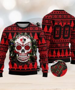 Custom Number And Name LIGA MX Atlas F.C Special Sugar Skull Christmas Ugly Sweater Gift For Men And Women