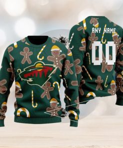 Custom Number And Name Minnesota Wild Christmas Santa Bear Ugly Christmas Sweater