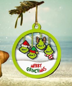 Custom Ornament Engraved Names Christmas 2022 Grinch Wood Family Decoration Usa