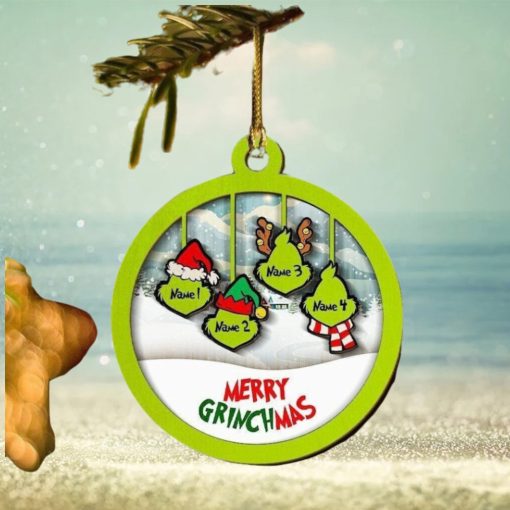 Custom Ornament Engraved Names Christmas 2022 Grinch Wood Family Decoration Usa