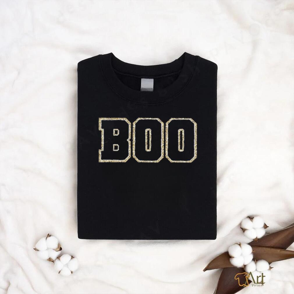 Cute BOO Halloween sweatshirt Gold Glitter Chenille Patch Crewneck shirt Cute BOO Halloween sweatshirt Gold Glitter Chenille Patch Crewneck shirt