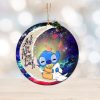Cute Baby Stitch Sleep Love You To The Moon And Back Galaxy Christmas Decorations Ornament