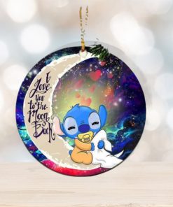 Cute Baby Stitch Sleep Love You To The Moon And Back Galaxy Christmas Decorations Ornament