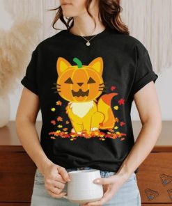 Cute Cat Face Jack O Lantern Pumpkin Halloween Autumn Fall T Shirt