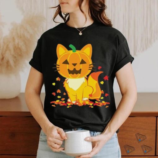 Cute Cat Face Jack O Lantern Pumpkin Halloween Autumn Fall T Shirt