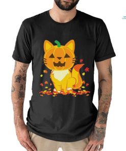 Cute Cat Face Jack O Lantern Pumpkin Halloween Autumn Fall T Shirt