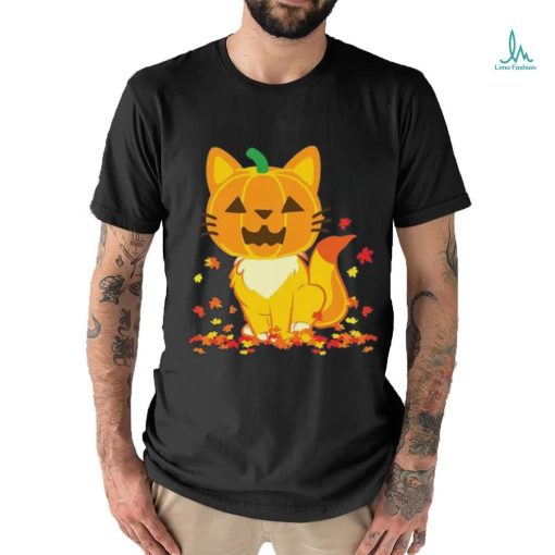 Cute Cat Face Jack O Lantern Pumpkin Halloween Autumn Fall T Shirt