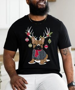 Cute French Bulldog Frenchie Christmas Reindeer T Shirt