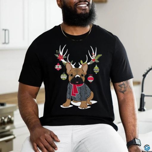 Cute French Bulldog Frenchie Christmas Reindeer T Shirt