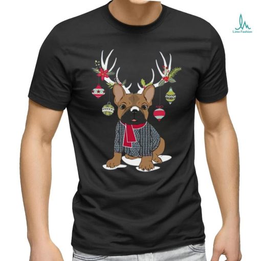 Cute French Bulldog Frenchie Christmas Reindeer T Shirt