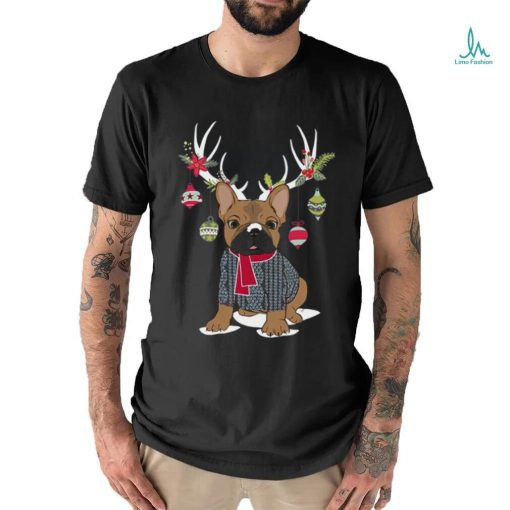 Cute French Bulldog Frenchie Christmas Reindeer T Shirt