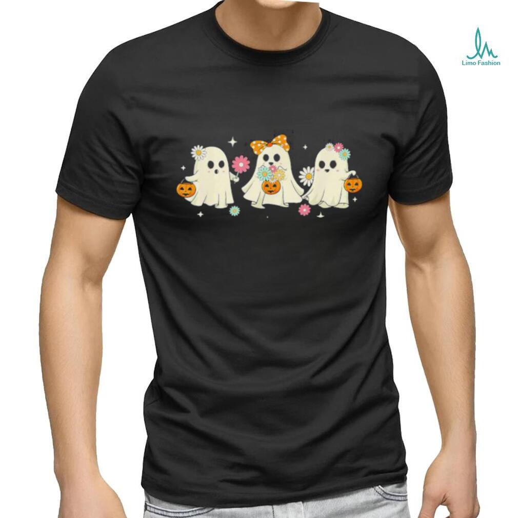 Cute Ghost Groovy Vintage Halloween Spooky Season Floral T Shirt Cute Ghost Groovy Vintage Halloween Spooky Season Floral T Shirt