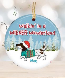 Dachshund Christmas Walkin’ in a Wiener Wonderland Custom Name 2023 Holiday Gifts For Dog Lovers Christmas Decorations Ornament