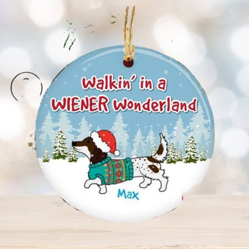 Dachshund Christmas Walkin’ in a Wiener Wonderland Custom Name 2023 Holiday Gifts For Dog Lovers Christmas Decorations Ornament