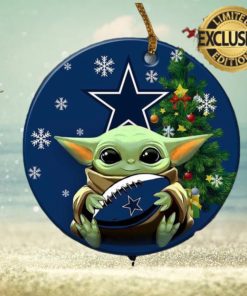 Dallas Cowboy Baby Yoda NFL Personalized Christmas Decorations Ceramic Ornament