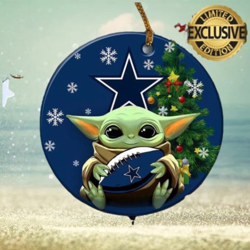 Dallas Cowboy Baby Yoda NFL Personalized Christmas Decorations Ceramic Ornament