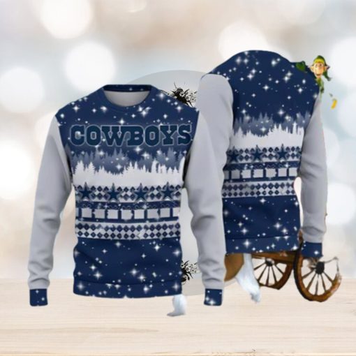 Dallas Cowboys Christmas Forrest Pattern Ugly Christmas Sweater Unique Gift For Men And Women