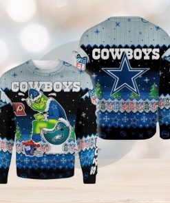 Dallas Cowboys Funny Grinch Knitted Christmas 3D Sweater For Fans