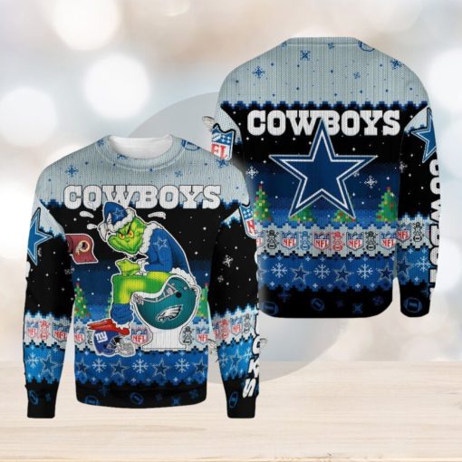 Dallas Cowboys Funny Grinch Knitted Christmas 3D Sweater For Fans