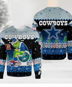 Dallas Cowboys Funny Grinch Knitted Christmas 3D Sweater For Fans