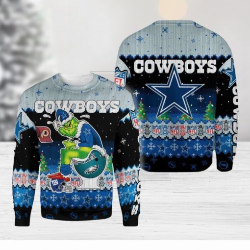 Dallas Cowboys Funny Grinch Knitted Christmas 3D Sweater For Fans