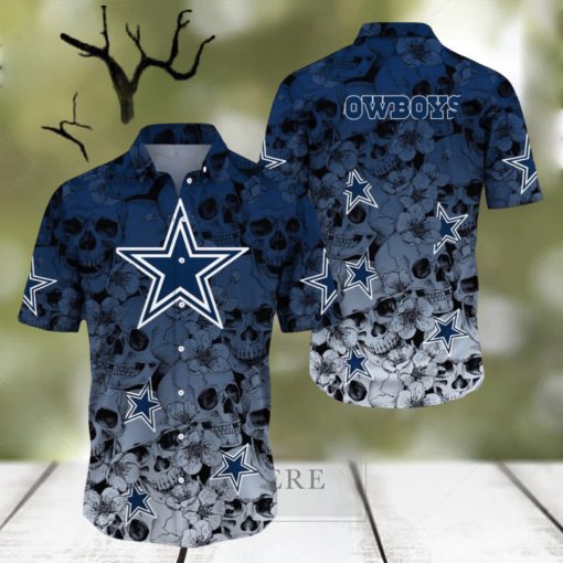 Dallas Cowboys Halloween Aloha Skull 3D Hawaiian Shirt For Fans Gift Christmas Men And Women