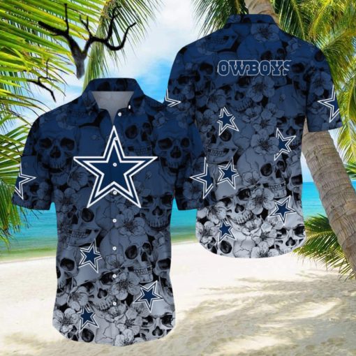 Dallas Cowboys Halloween Aloha Skull 3D Hawaiian Shirt For Fans Gift Christmas Men And Women