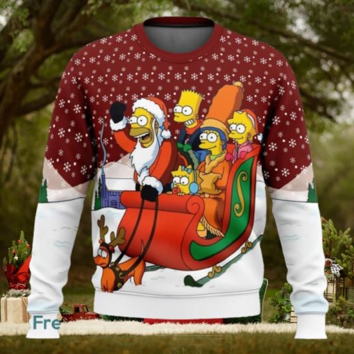 Dashing Through The Snow The Simpsons Ugly Christmas Sweaters 3D Super Hot