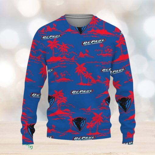 DePaul Blue Demons Aloha Hawaii Beach Knitted Xmas 3D Sweater Gift Holidays