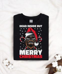 Dead Inside But Merry Christmas Skeleton Xmas Hipster Skull Santa Claus Unisex shirt