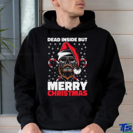 Dead Inside But Merry Christmas Skeleton Xmas Hipster Skull Santa Claus Unisex shirt
