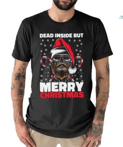 Dead Inside But Merry Christmas Skeleton Xmas Hipster Skull Santa Claus Unisex shirt