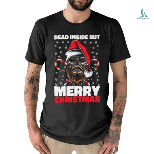 Dead Inside But Merry Christmas Skeleton Xmas Hipster Skull Santa Claus Unisex shirt