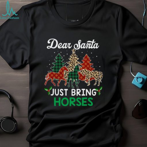 Dear Santa Just Bring Horses Christmas Tree ELF Leopard   Christmas Horse Classic T Shirt