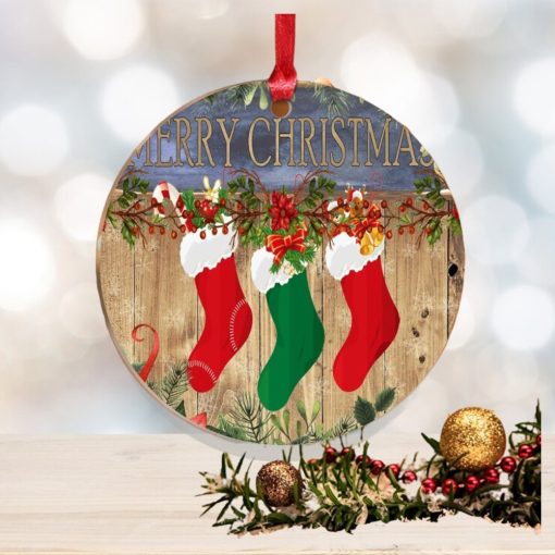 Decorative Ornaments Wood Grain Merry Christmas Stockings Acrylic Discs with Hole 3 Inch Christmas Tree Hanging Ornaments for Christmas Tree Decor Gay Holiday Souvenir Inspiration Gifts