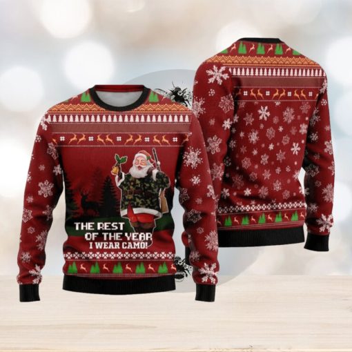 Deer Hunter And Santa Claus Ugly Christmas Sweater Funny Gift For Men And Women Family Holidays